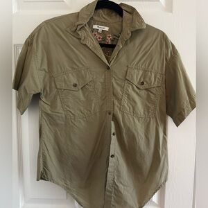 Madewell Olive Short-Sleeve Button-Down Utility Shirt